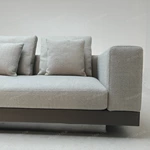 Modern Minimalist L-Shaped Modular Sofa with Integrated Side Table & Suspended Metal Base